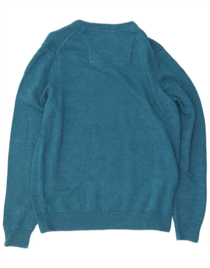 IZOD Herren-Pullover mit V-Ausschnitt, mittelblaue Baumwolle