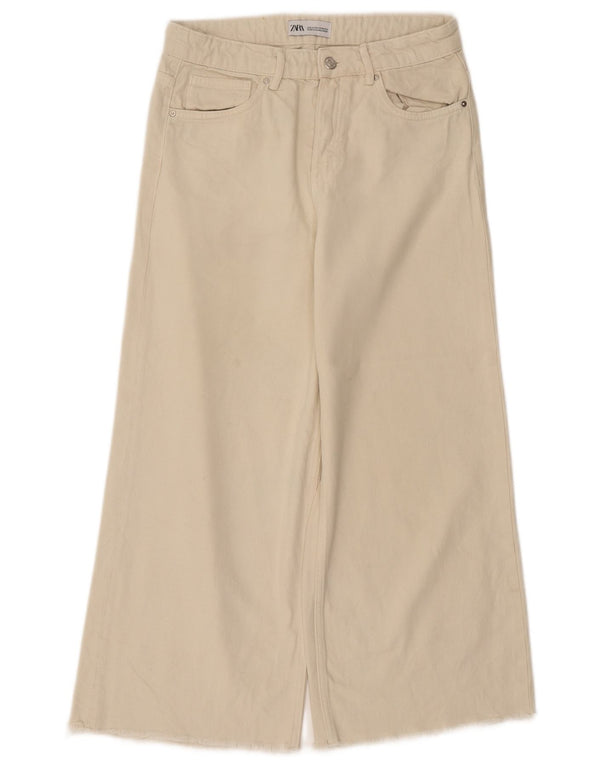 Zara Damen-Freizeithose mit hoher Taille und weitem Bein, EU 36, XS, B26, L25, gebrochenes Weiß