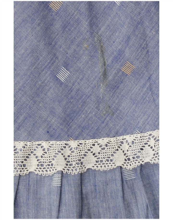 Vintage Damen Maxirock W28 Mittelblau gefleckt