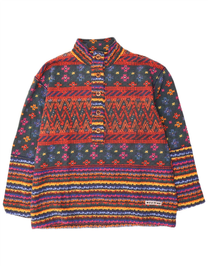 Meeting Herren-Sweatshirt mit Knopfkragen, groß, mehrfarbig, gestreift