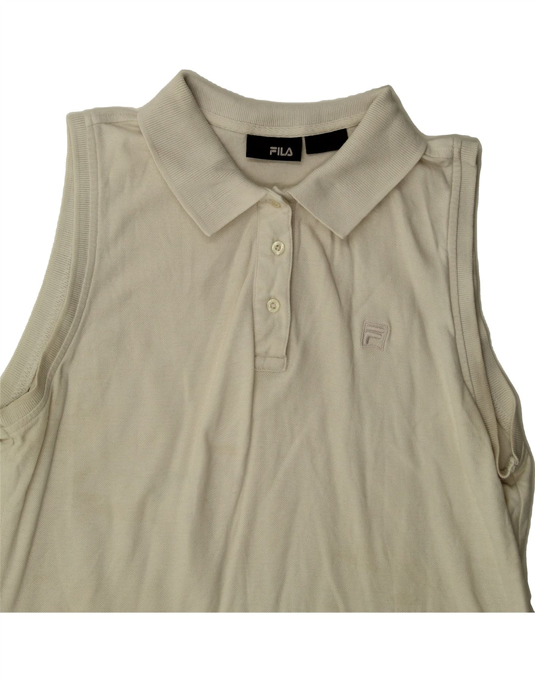 FILA Womens Sleeveless Polo Shirt UK 12 Medium Off White Vintage Fila and Second-Hand Fila from Messina Hembry 