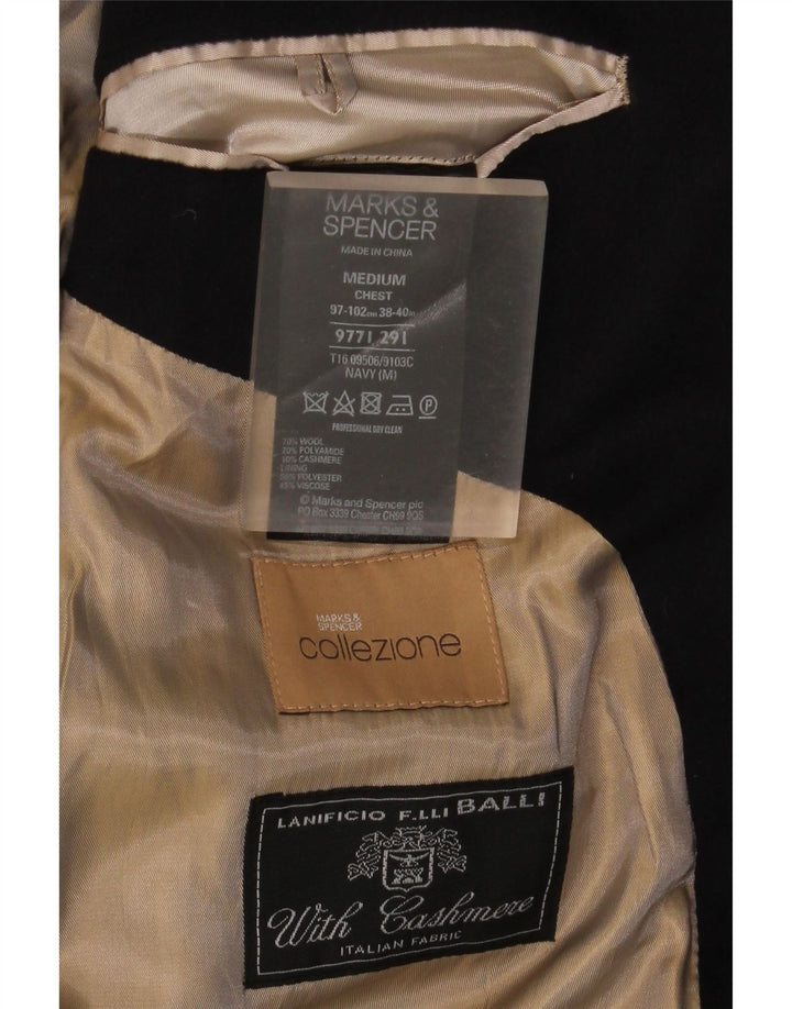 Marks & Spencer Herrenmantel UK 38 Mittelmarineblaue Wolle