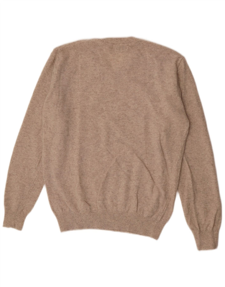 Lambretta Herren-Pullover mit V-Ausschnitt, groß, beige Lammwolle