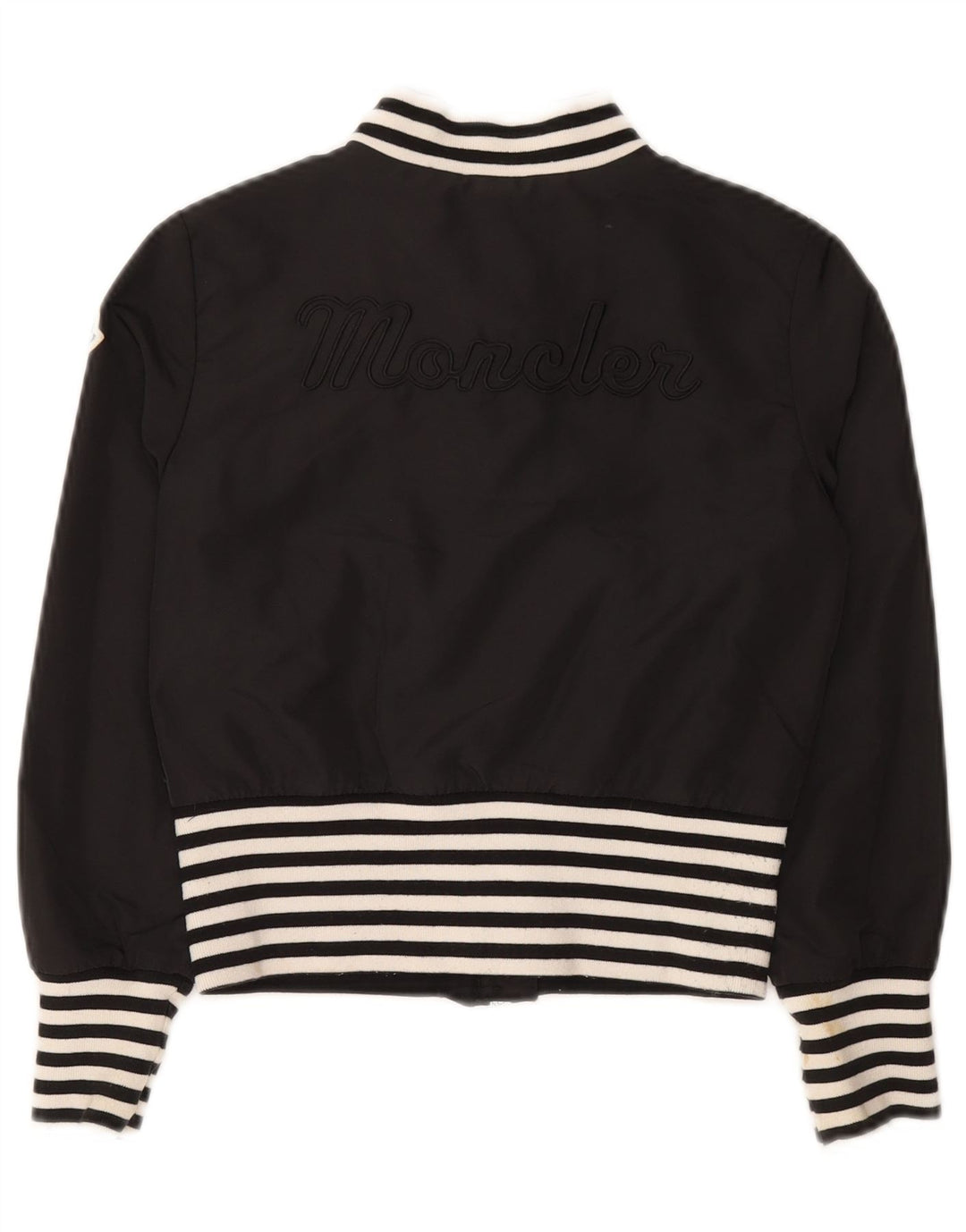 Moncler Crop Bomberjacke für Mädchen, 9–10 Jahre, schwarz gestreift, Polyamid