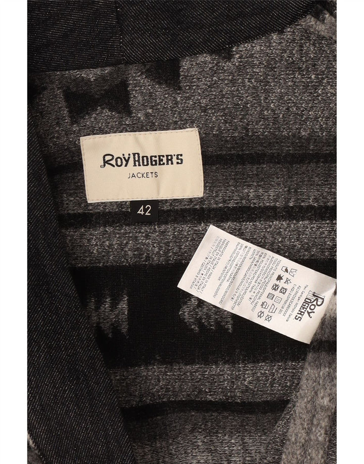 Roy Rogers Damen-Strickjacke in Übergröße, IT 42, mittelgrau, geometrisch