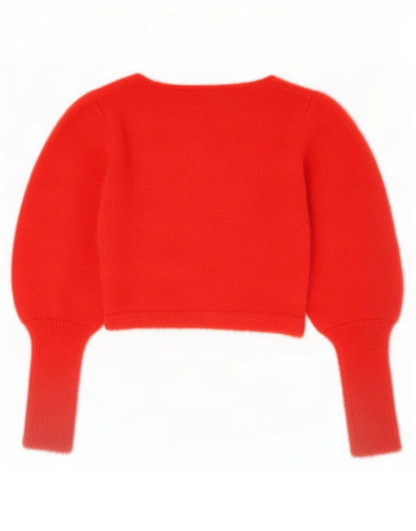Zara Damen Crop-Pullover mit U-Boot-Ausschnitt, UK 12, mittelrotes Nylon