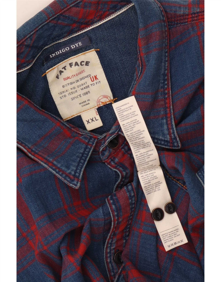 Fat Face Herren Indigo-Hemd 2XL, blau kariert, Baumwolle