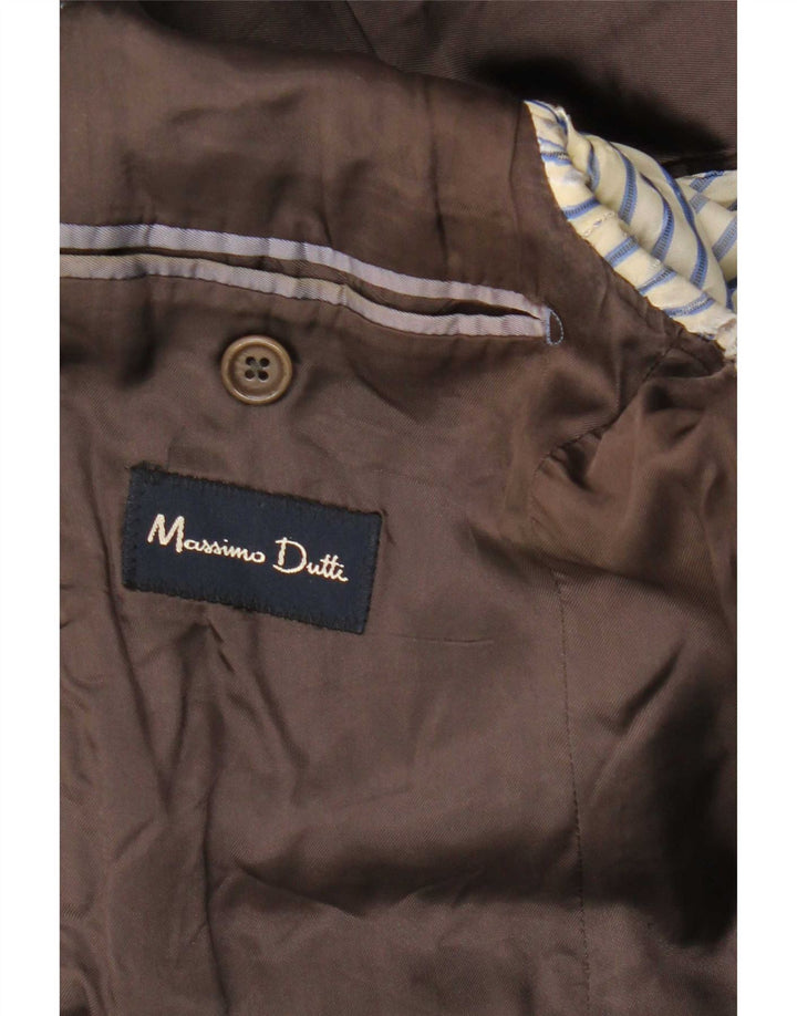 Massimo Dutti Herren-Blazer mit 2 Knöpfen, EU 40, mittelgraue Nadelstreifenwolle