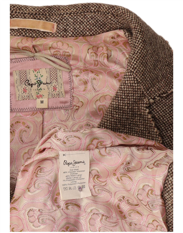 PEPE Jeans Damen 2-Knopf-Blazerjacke UK 12 Mittelgraue Viskose