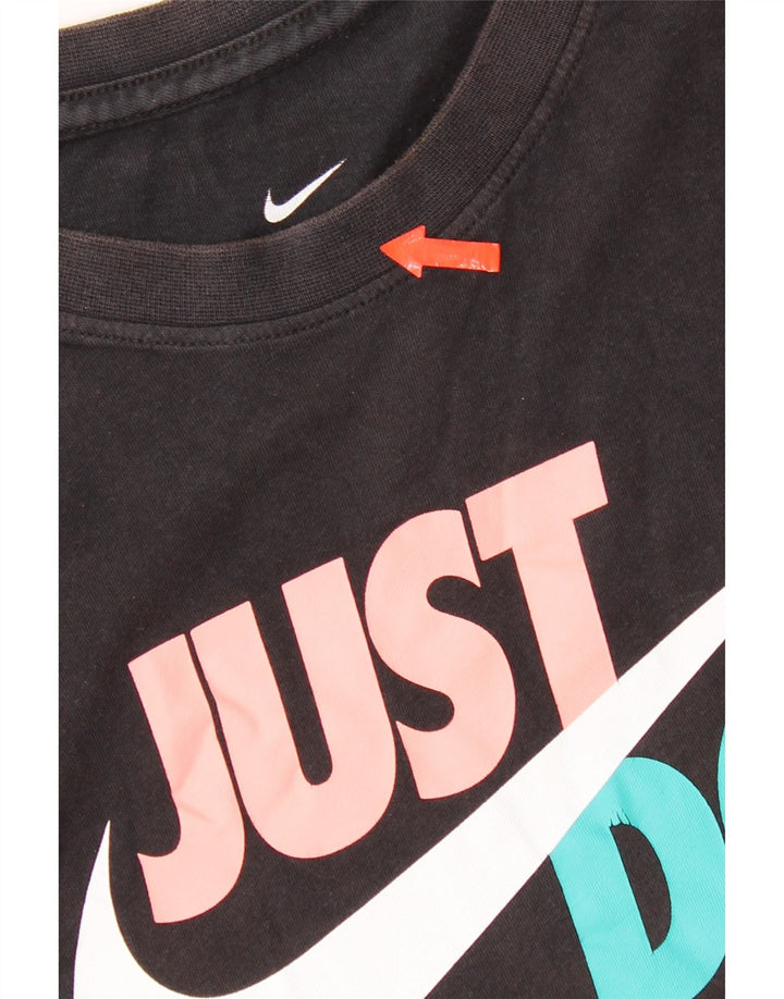 Nike Womens Graphic T-Shirt Top UK 14 Mittelschwarze Baumwolle