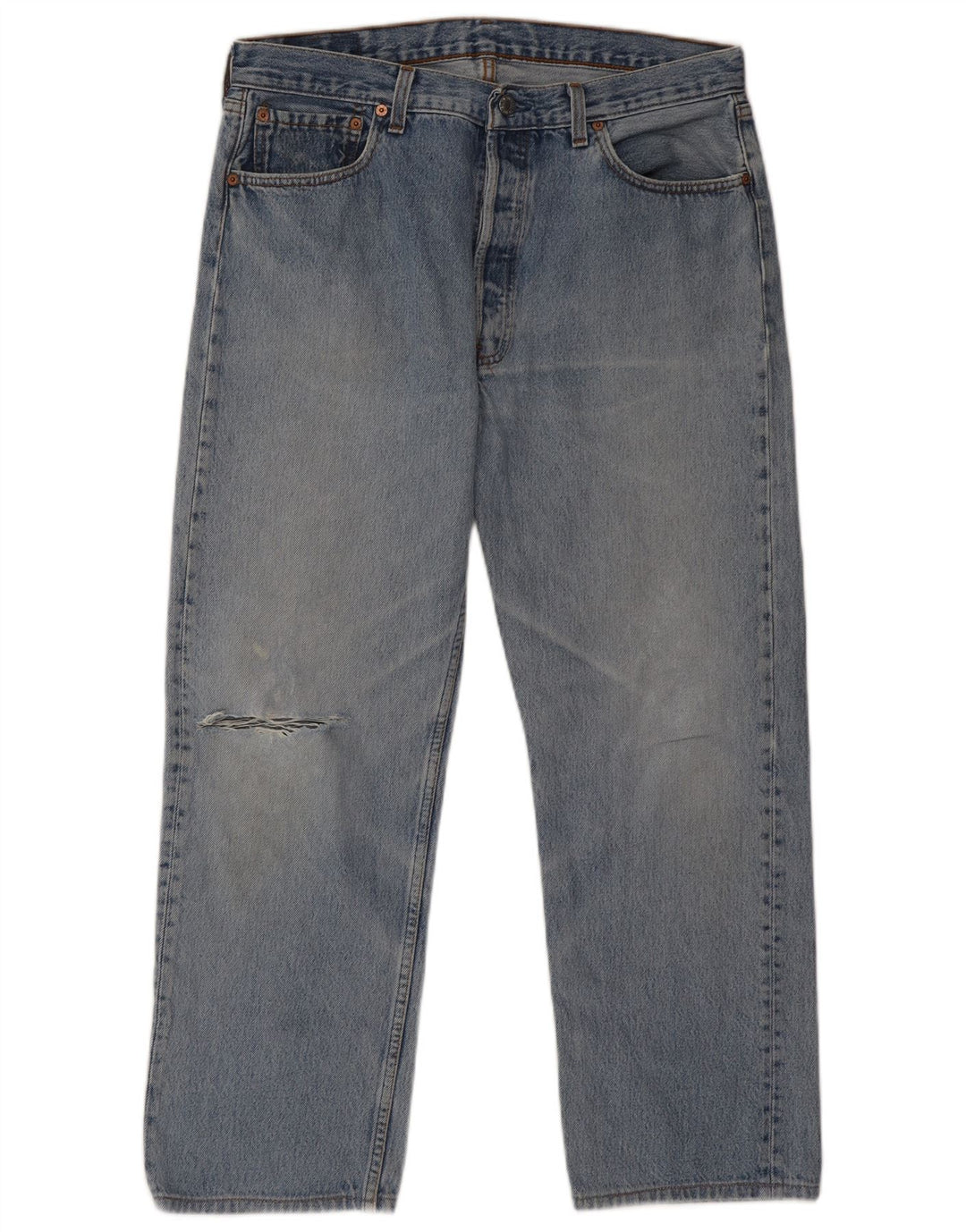 Levi's Herren 501 Distressed Straight Jeans W32 L27 Blaue Baumwolle