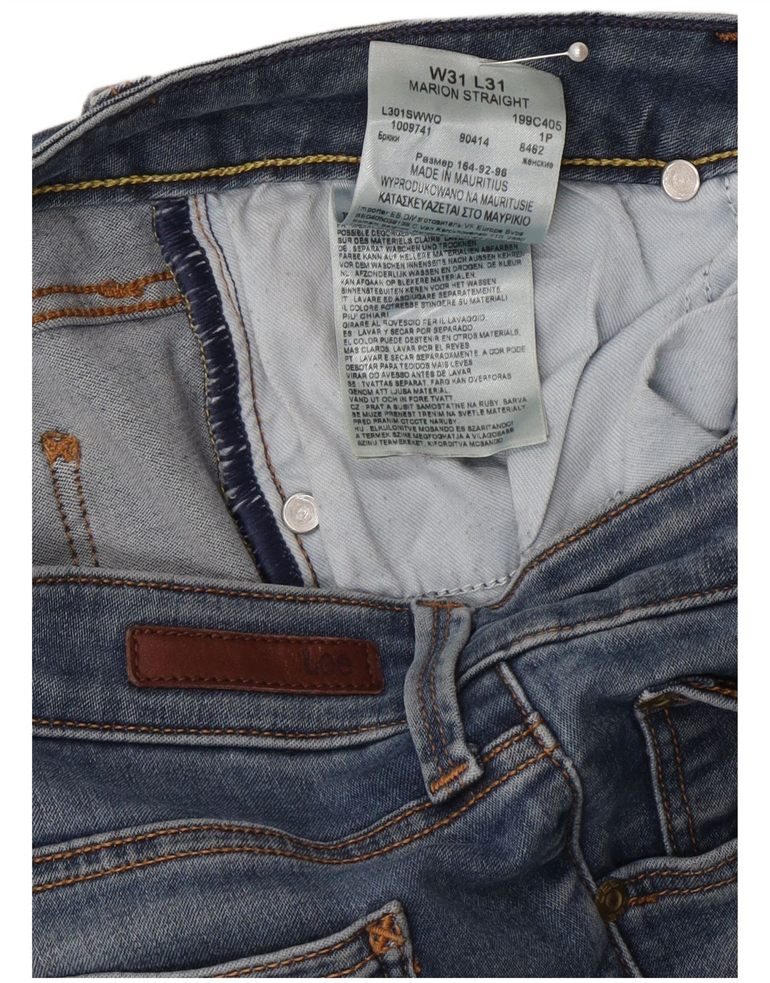 Lee Herren Marion Straight Jeans W31 L31 Blaue Baumwolle