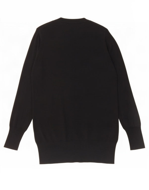 Zara Womens Longline Cardigan Sweater UK 14 Large Black Viscose