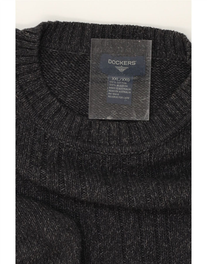 DOCKERS Mens Crew Neck Jumper Sweater 2XL Grey Cotton Vintage Dockers and Second-Hand Dockers from Messina Hembry 