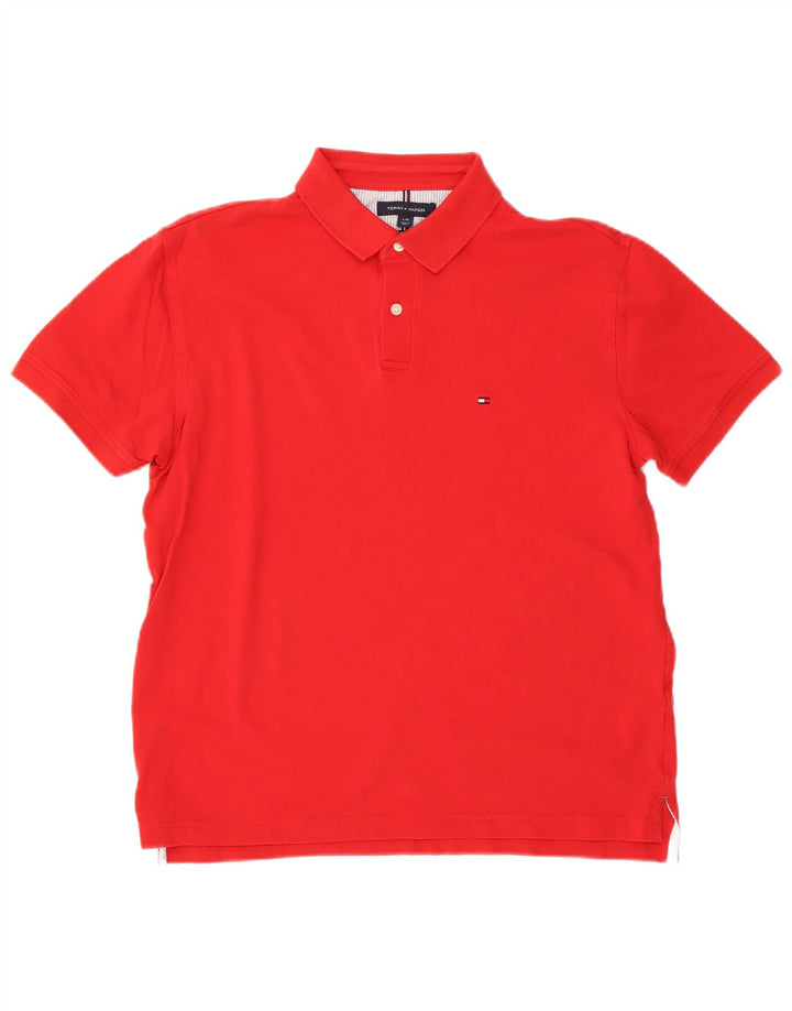 Tommy Hilfiger Herren-Poloshirt mit normaler Passform, große rote Baumwolle