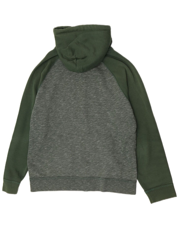 Hollister Herren-Kapuzenpullover mit grafischem Reißverschluss, mittelgrün gefleckte Baumwolle