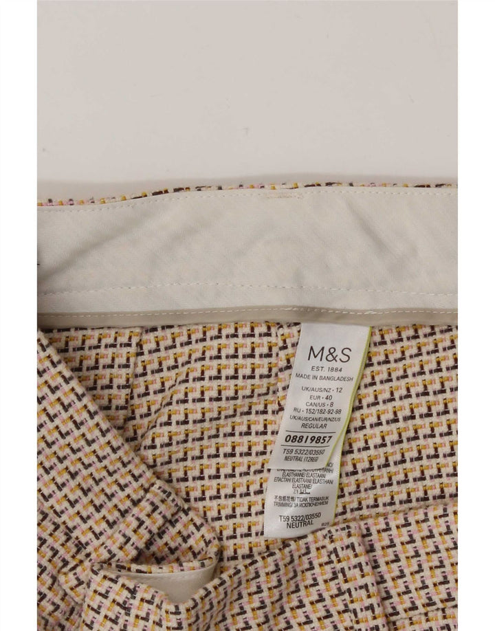 Marks & Spencer Damen-Hose mit abstraktem Muster, kurz geschnitten, UK 12, Mittel W30 L