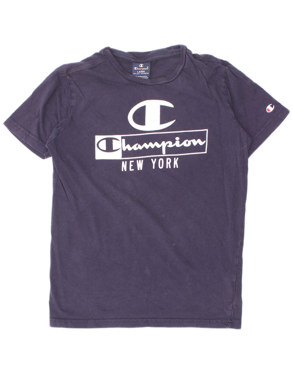 Champion T-Shirt mit Grafik für Jungen, 11–12 Jahre, Größe L, Marineblau, Baumwolle