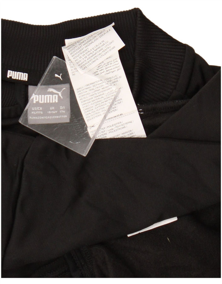 Puma Mädchen-Trainingsanzug-Top-Jacke, 15–16 Jahre, schwarzes Colourblock-Polyester