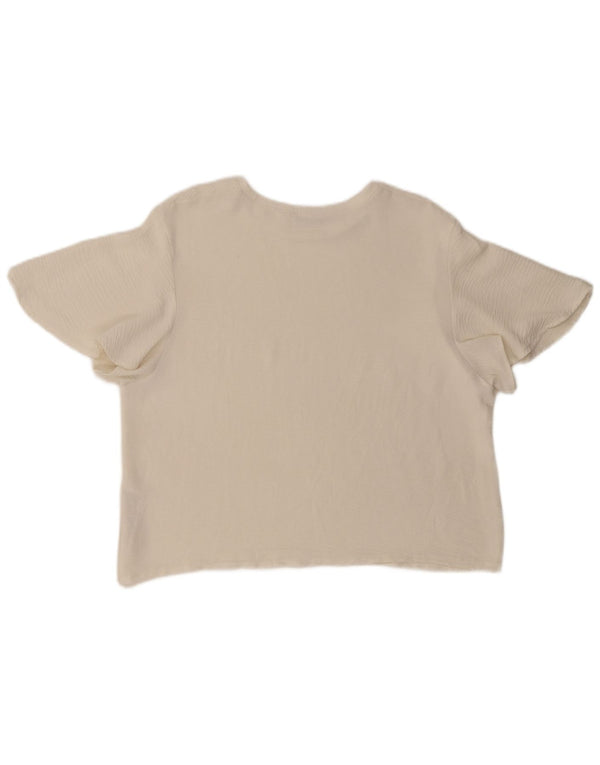 Zara Damen Blusenoberteil UK 16 Large Weiß Polyester