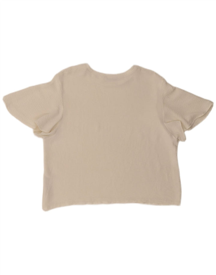 Zara Damen Blusenoberteil UK 16 Large Weiß Polyester