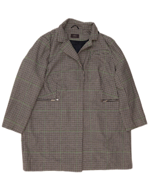 Marks & Spencer Damenmantel UK 22 3XL Marineblauer Hahnentritt-Polyester