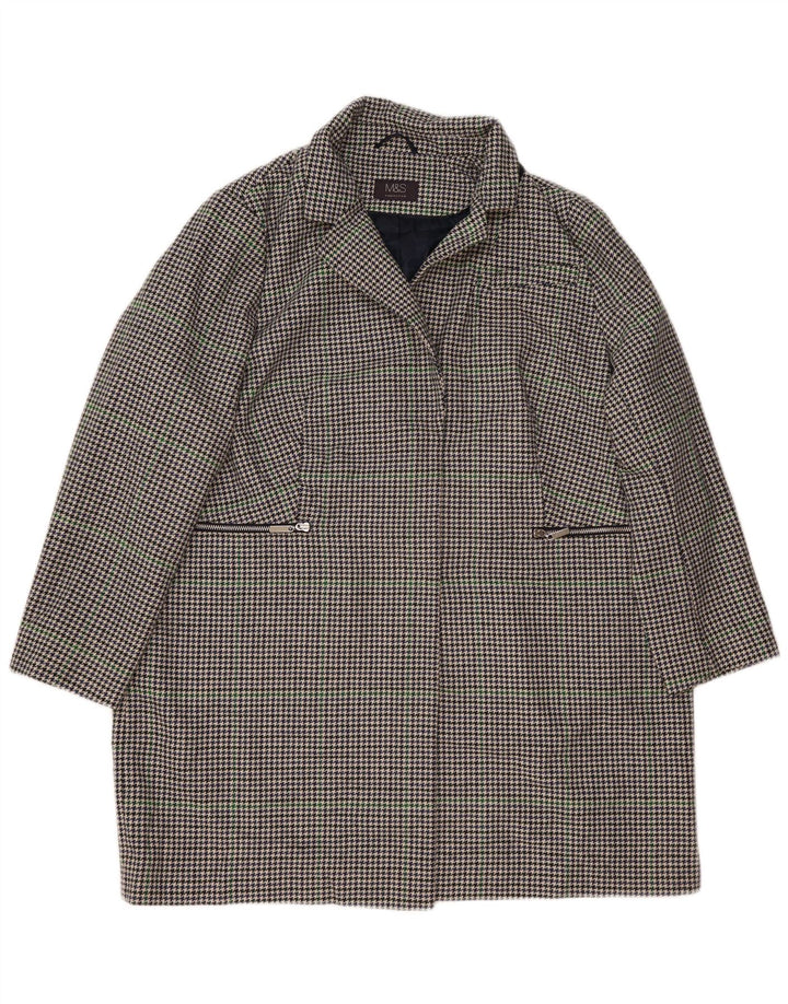 Marks & Spencer Damenmantel UK 22 3XL Marineblauer Hahnentritt-Polyester