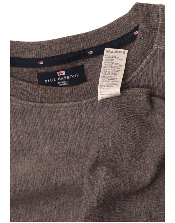 Marks & Spencer Herren Blue Harbor Top Langarm 2XL Grau Farbblock