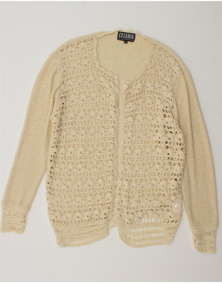 CASAMIA Womens Oversized Crochet Cardigan Sweater UK 14 Medium Beige Vintage Casamia and Second-Hand Casamia from Messina Hembry 