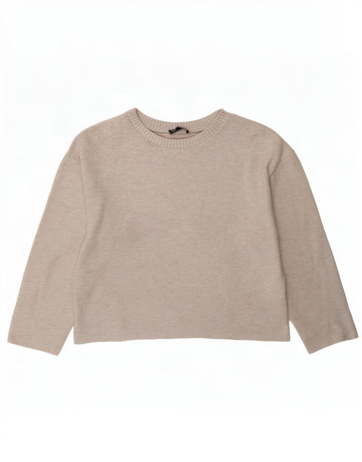 Zara Damen-Blusenoberteil mit lockerer Passform, UK 14, mittelbeigefarbenes Polyester