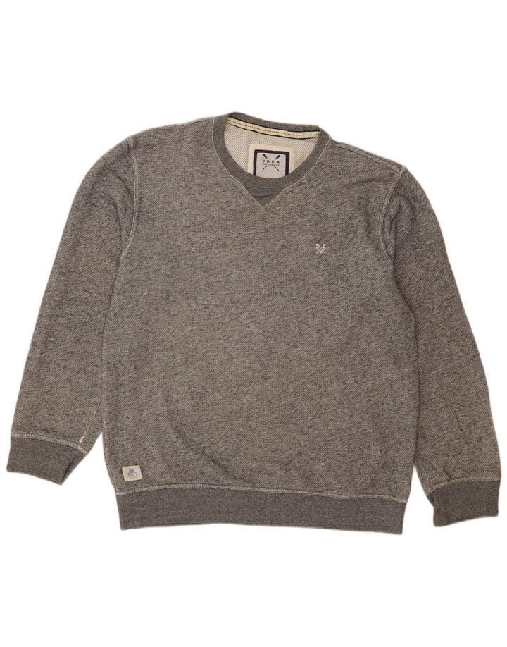 Crew Clothing Herren-Sweatshirt-Pullover aus mittelgrau gefleckter Baumwolle