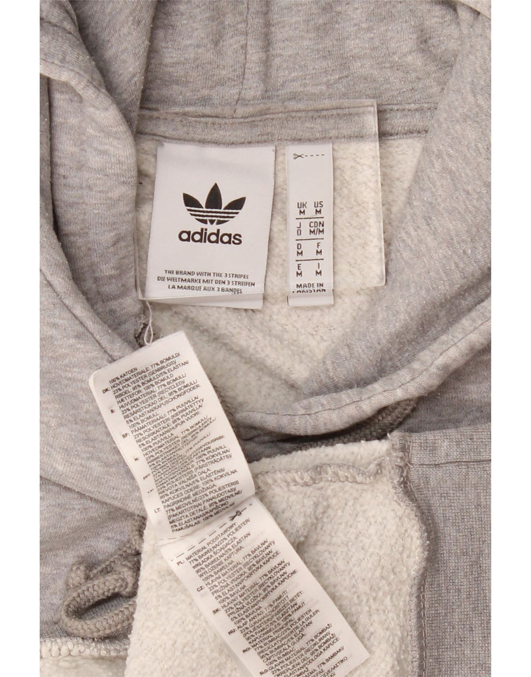 Adidas Herren Kapuzenpullover Mittelgrau gefleckte Baumwolle