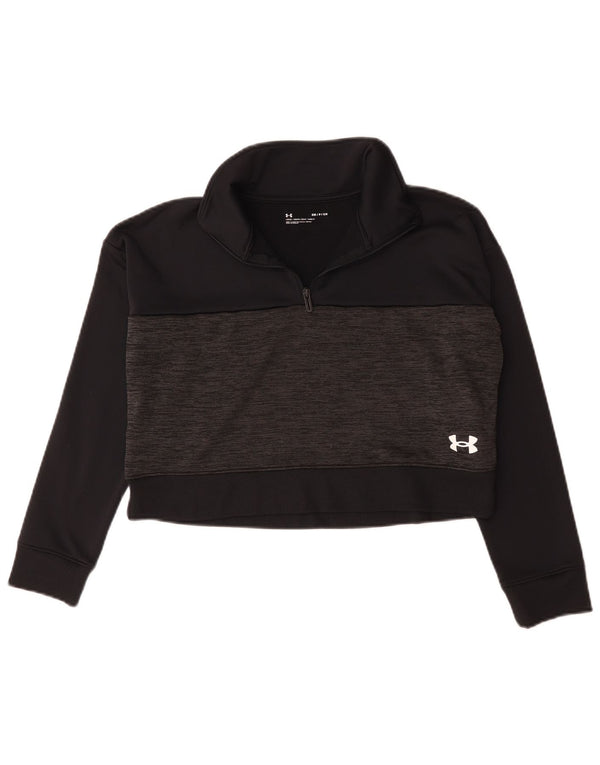 Under Armour Damen Übergroßer Crop-Sweatshirt-Pullover UK 10 Small Schwarz