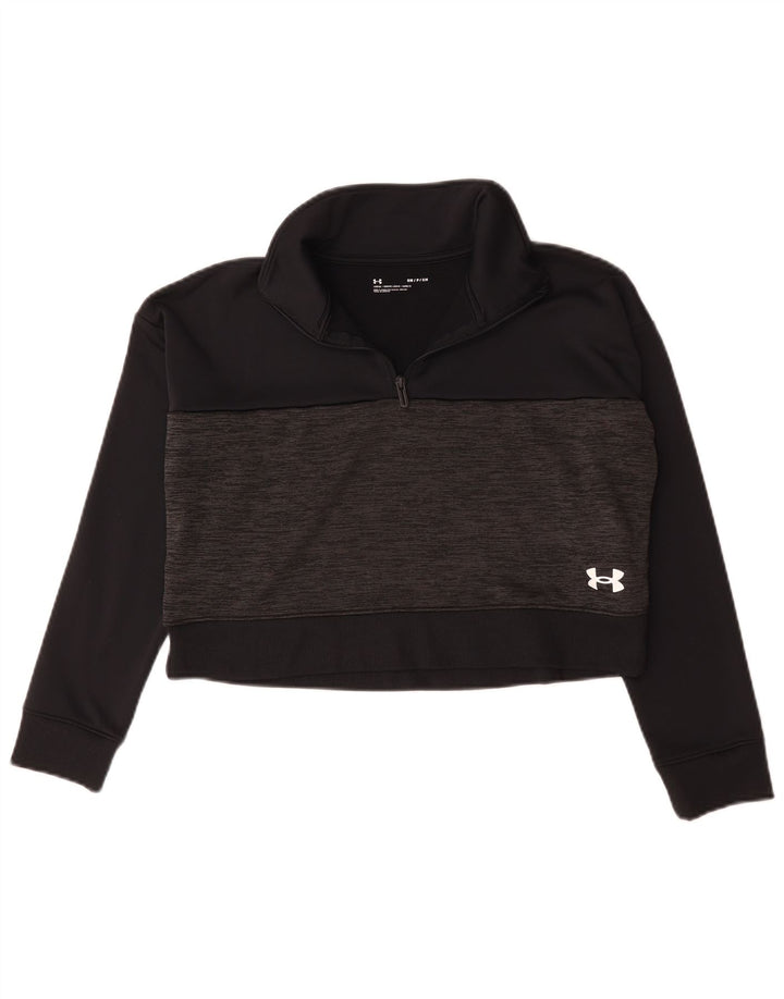 Under Armour Damen Übergroßer Crop-Sweatshirt-Pullover UK 10 Small Schwarz
