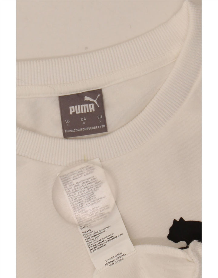 Puma Herren Grafik-Sweatshirt-Pullover, großes weißes Polyester