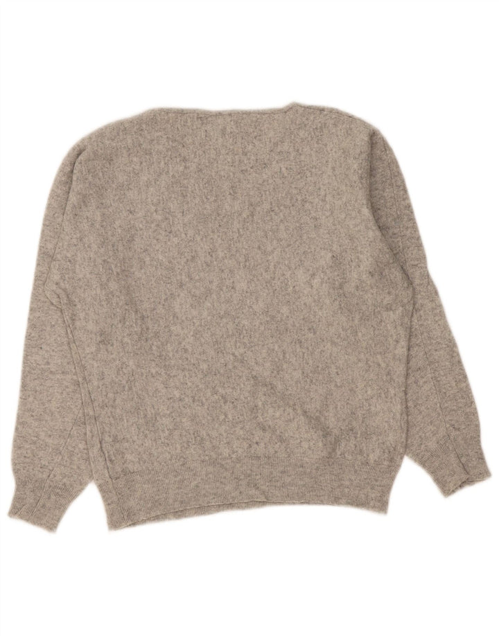 Massimo Dutti Damen-Pullover mit U-Boot-Ausschnitt, UK 16, große graue Wolle