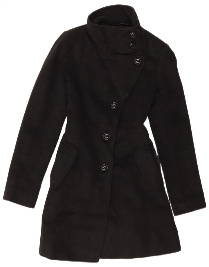Dkny Damen Übergroßer Mantel US 2 XS Schwarze Wolle