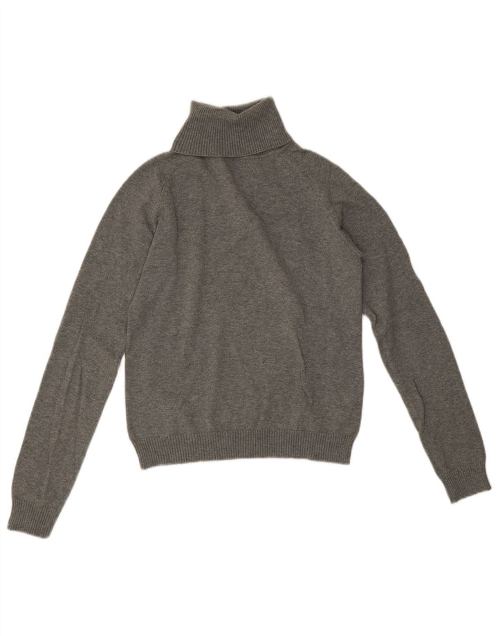 Zara Damen Crop Rollkragenpullover Pullover UK 12 Mittelgraue Baumwolle