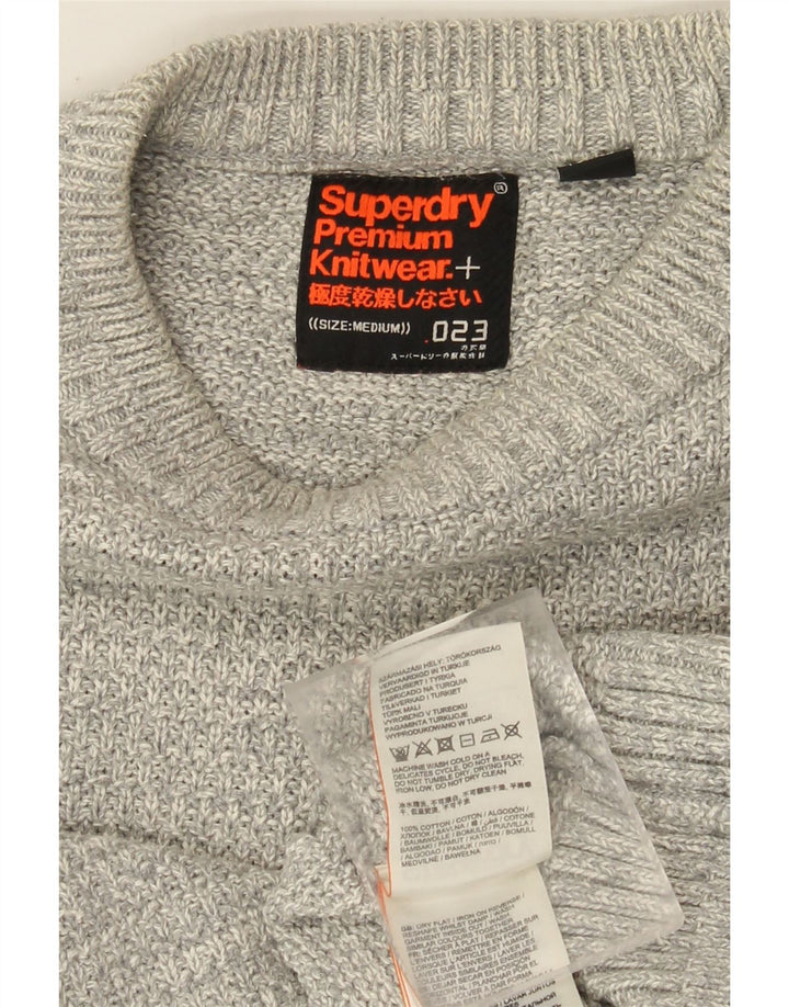 Superdry Herren-Pullover mit Rundhalsausschnitt aus mittelgrauer Baumwolle