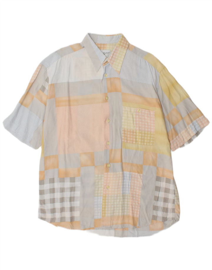 PAL ZILERI Herren-Kurzarmhemd, groß, mehrfarbig, Patchwork-Viskose