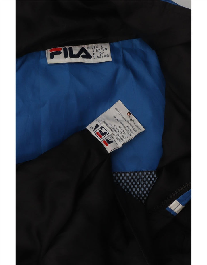 Fila Herren-Regenjacke mit Kapuze, UK 40, groß, marineblaues Colourblock-Nylon