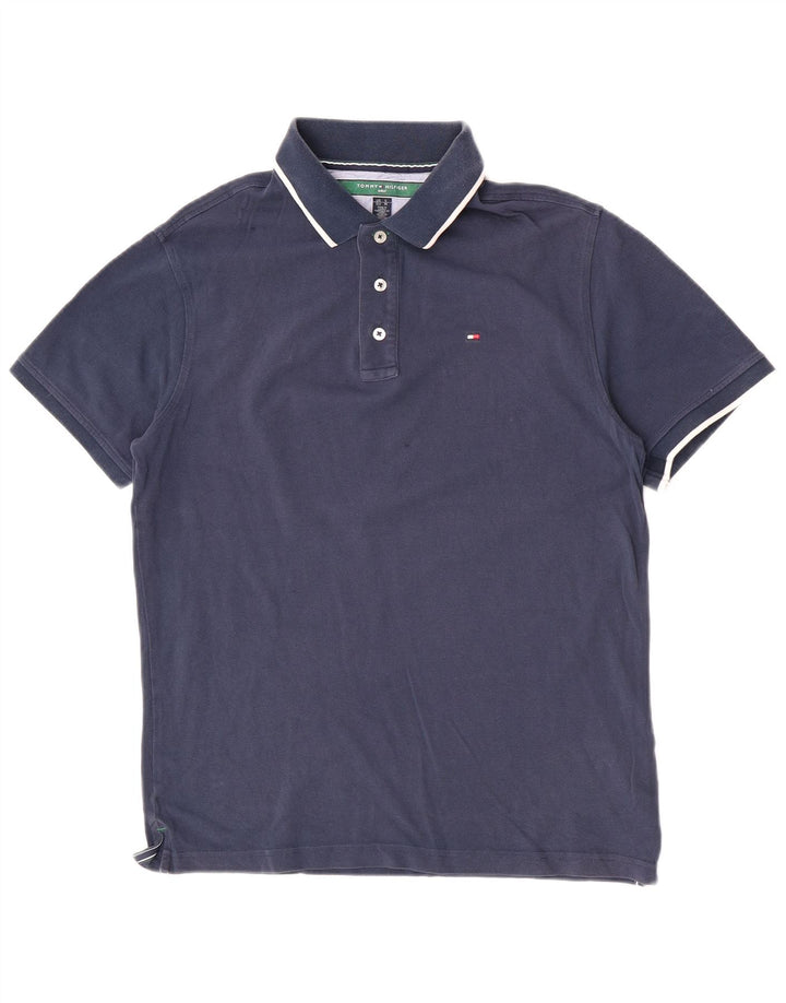 Tommy Hilfiger Herren-Golf-Poloshirt, mittelmarineblaue Baumwolle