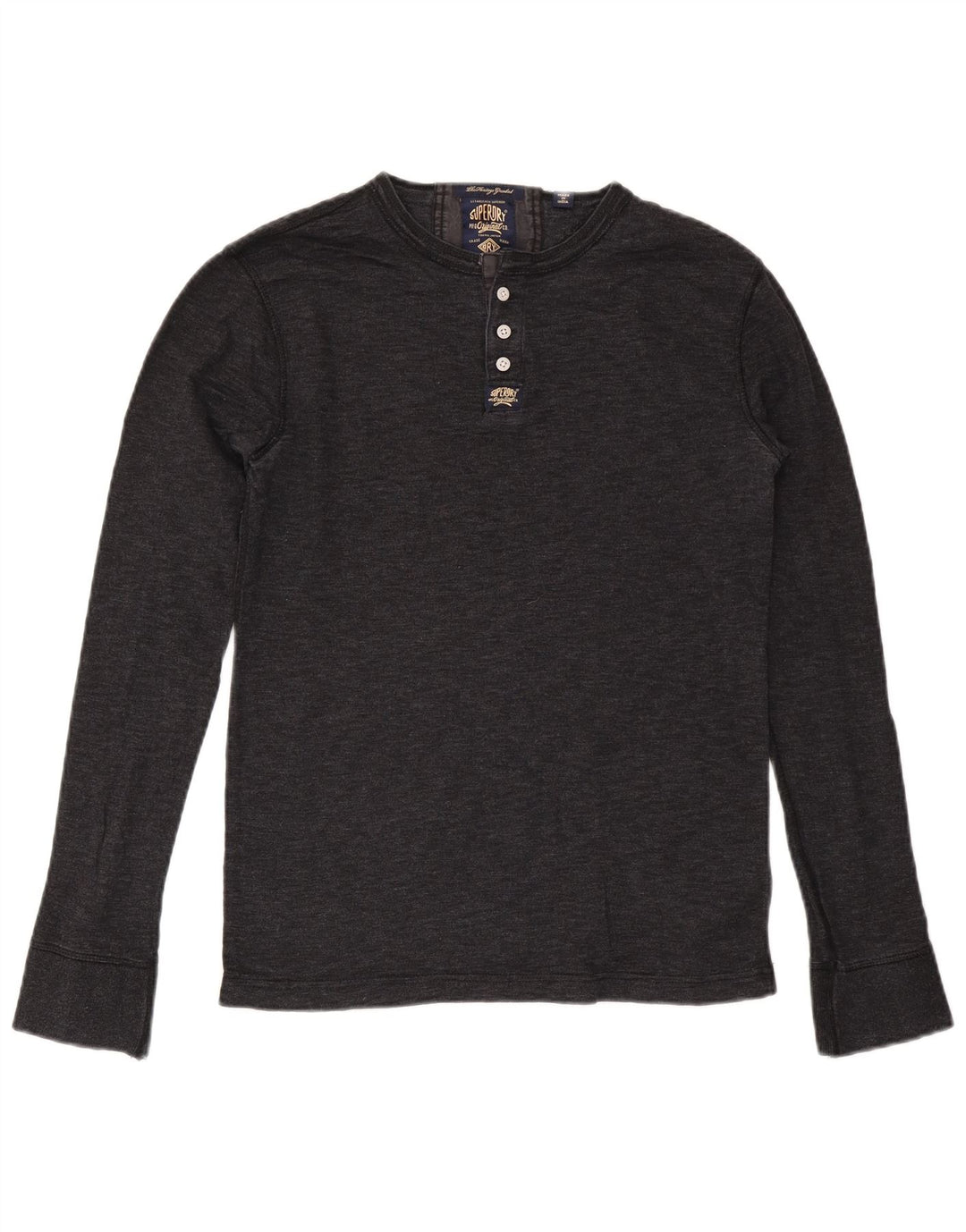 SUPERDRY Herren-Langarmshirt aus mittelgrauer Baumwolle