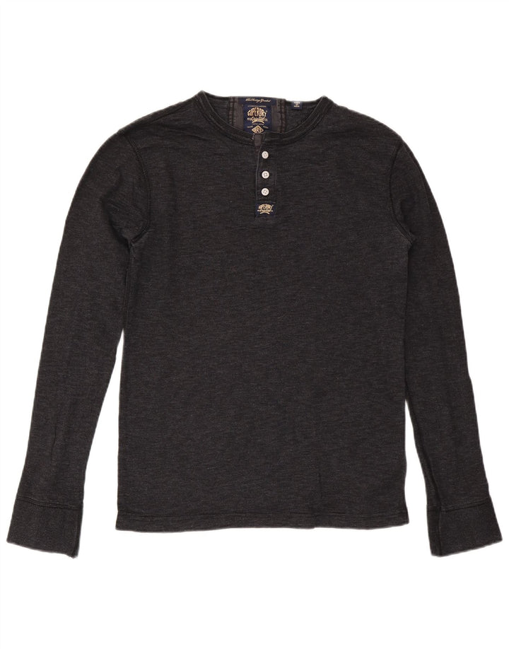 SUPERDRY Herren-Langarmshirt aus mittelgrauer Baumwolle