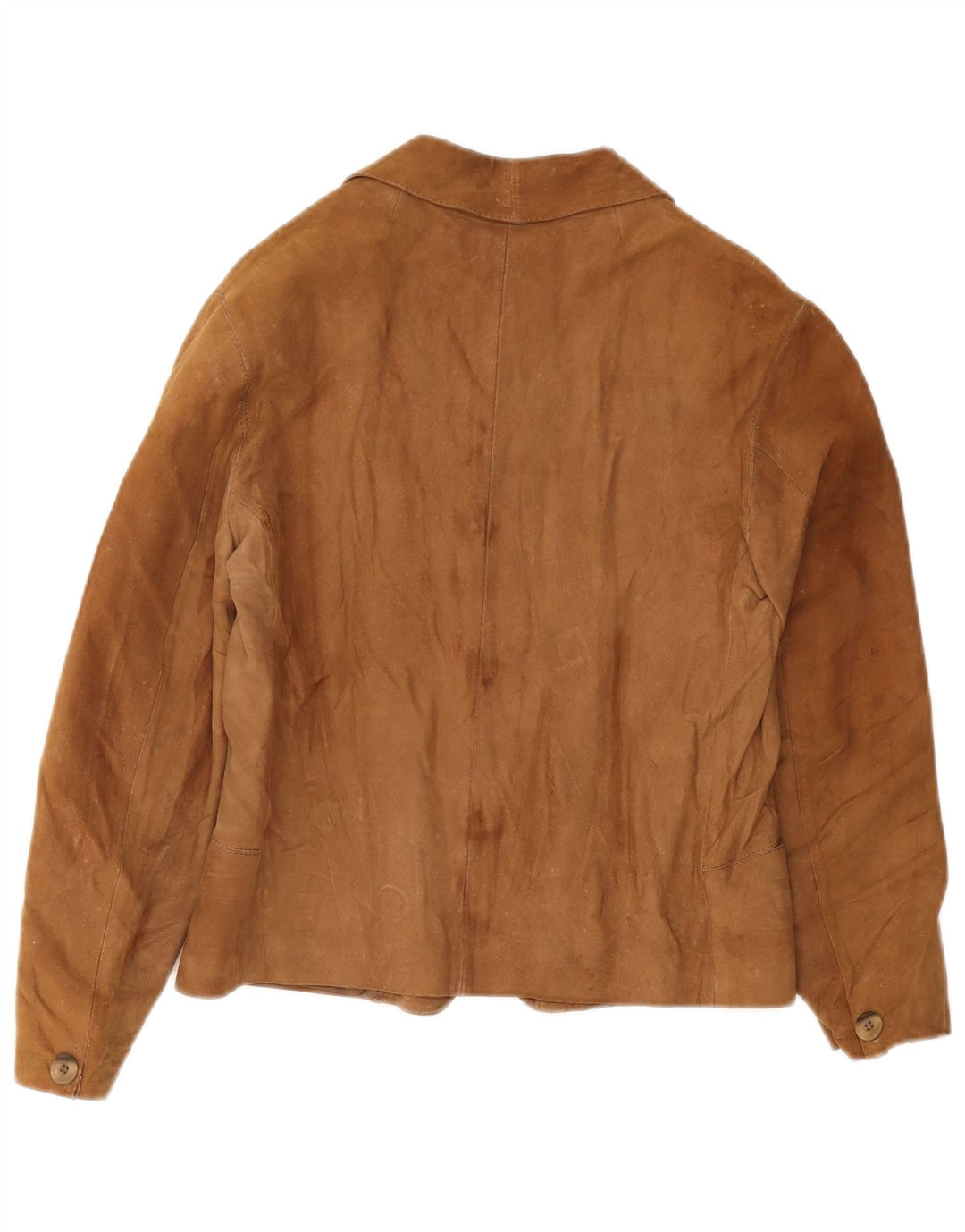 Vintage Damen 3-Knopf-Wildleder-Blazerjacke UK 12 Mittelbraun