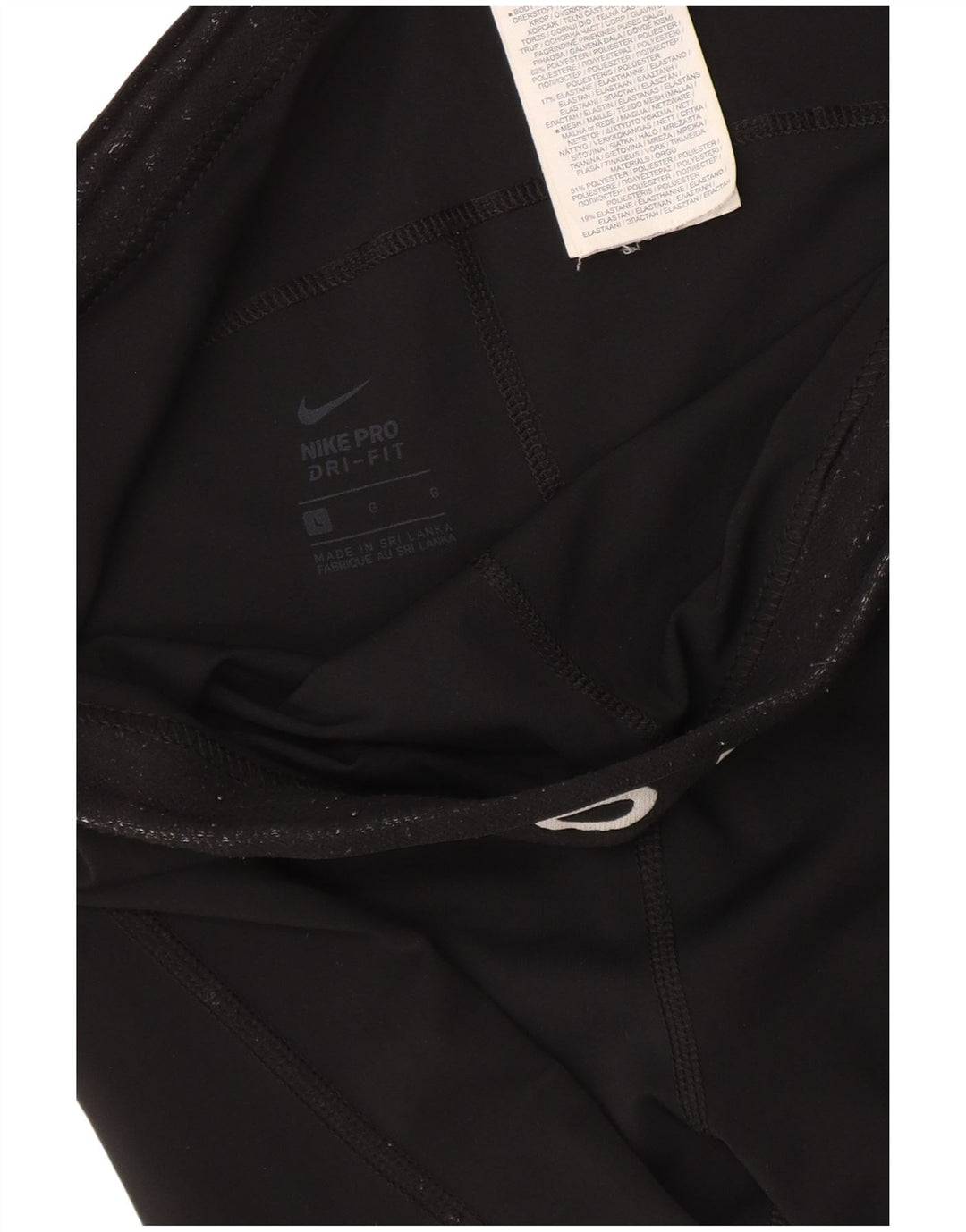 Nike Damen Dri Fit Crop Graphic Leggings UK 14 Large Schwarz Polyester