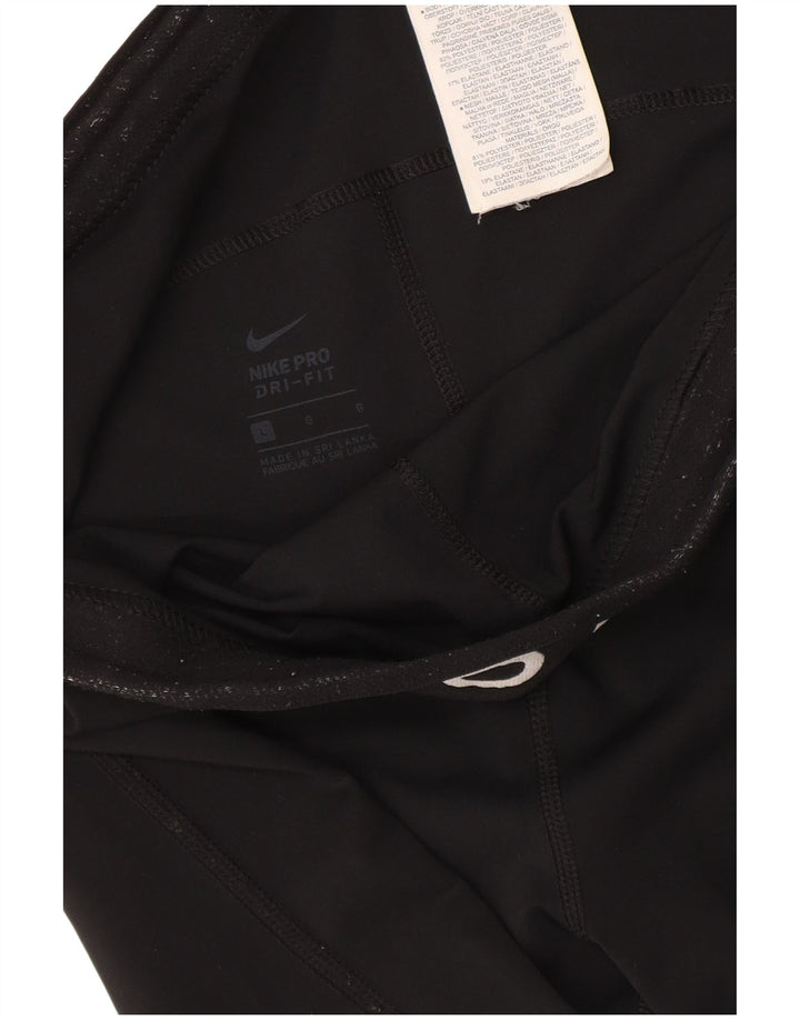 Nike Damen Dri Fit Crop Graphic Leggings UK 14 Large Schwarz Polyester