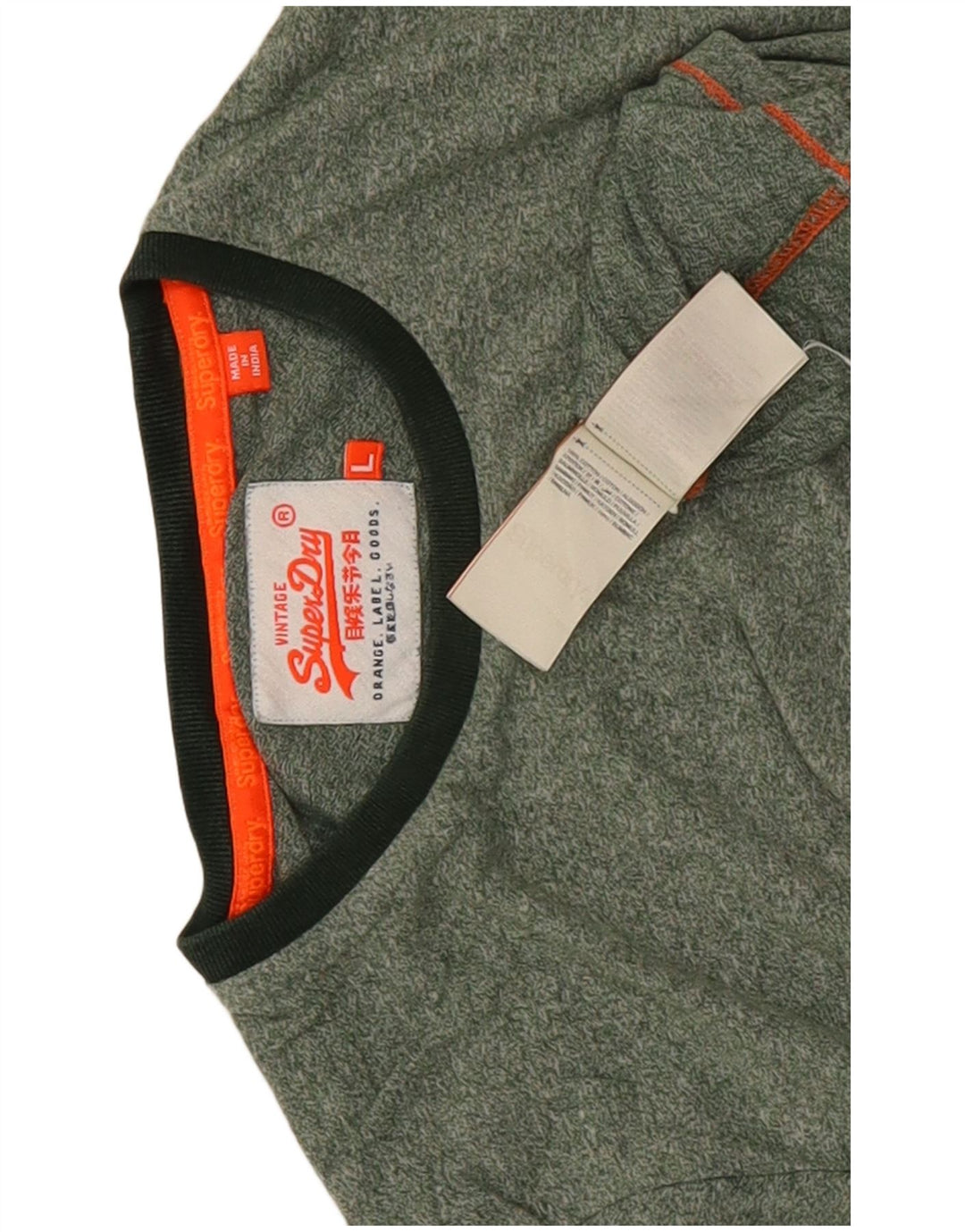 Superdry Herren-T-Shirt-Oberteil, groß, grün gefleckte Baumwolle