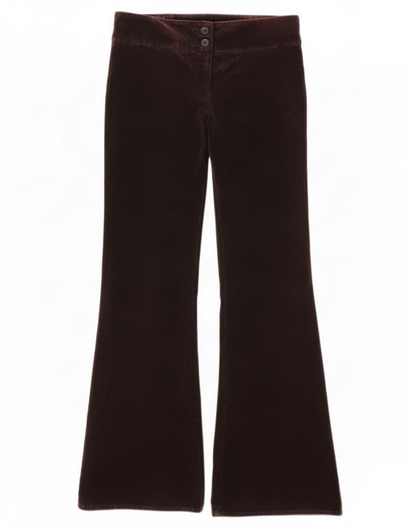 Topshop Damen Velvet Flare Freizeithose UK 10 Small W28 L31 Braun