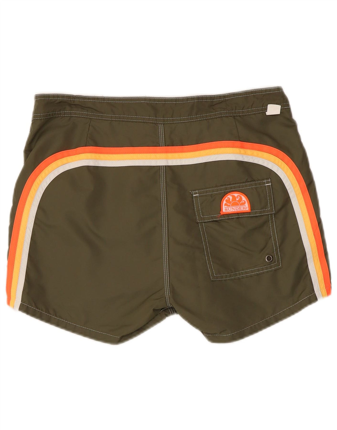 Sundek Herren-Badeshorts, klein, Khaki, gestreift, Nylon